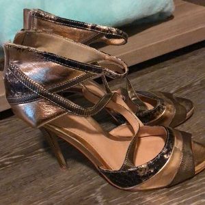Gold / Black Strap Sandals